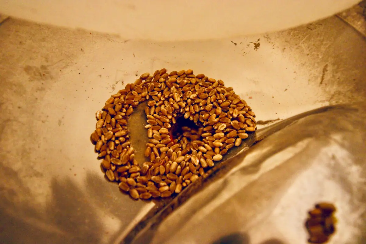 Grains being milled